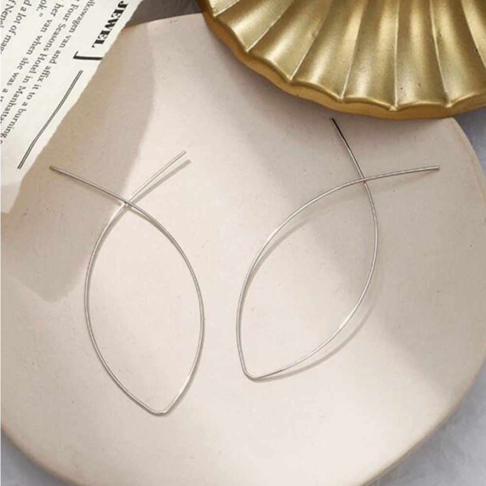 Brand new silver intersecting hoop earrings